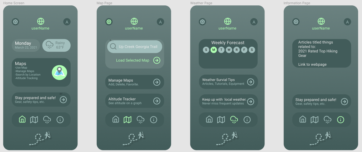 Hiking App Screens